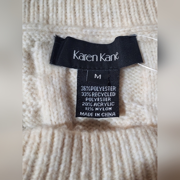 KAREN KANE CABLE KNIT SWEATER Women's Cream Cable Knit Sweater Med New - Picture 6 of 6